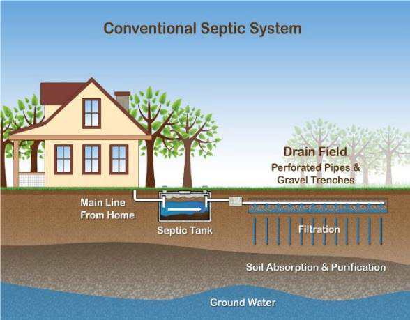 Conventional septic system diagram