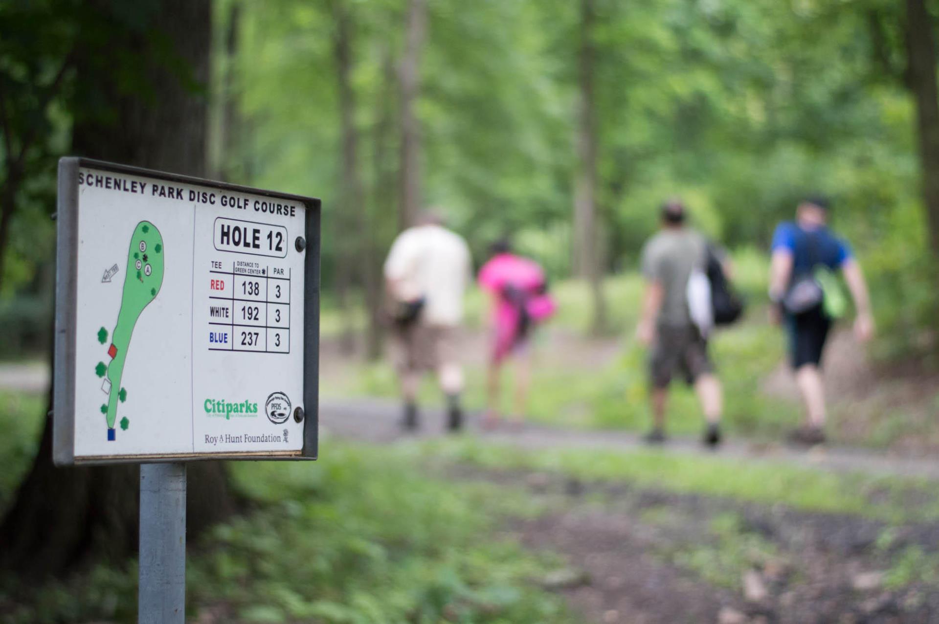 Disc golf course sign