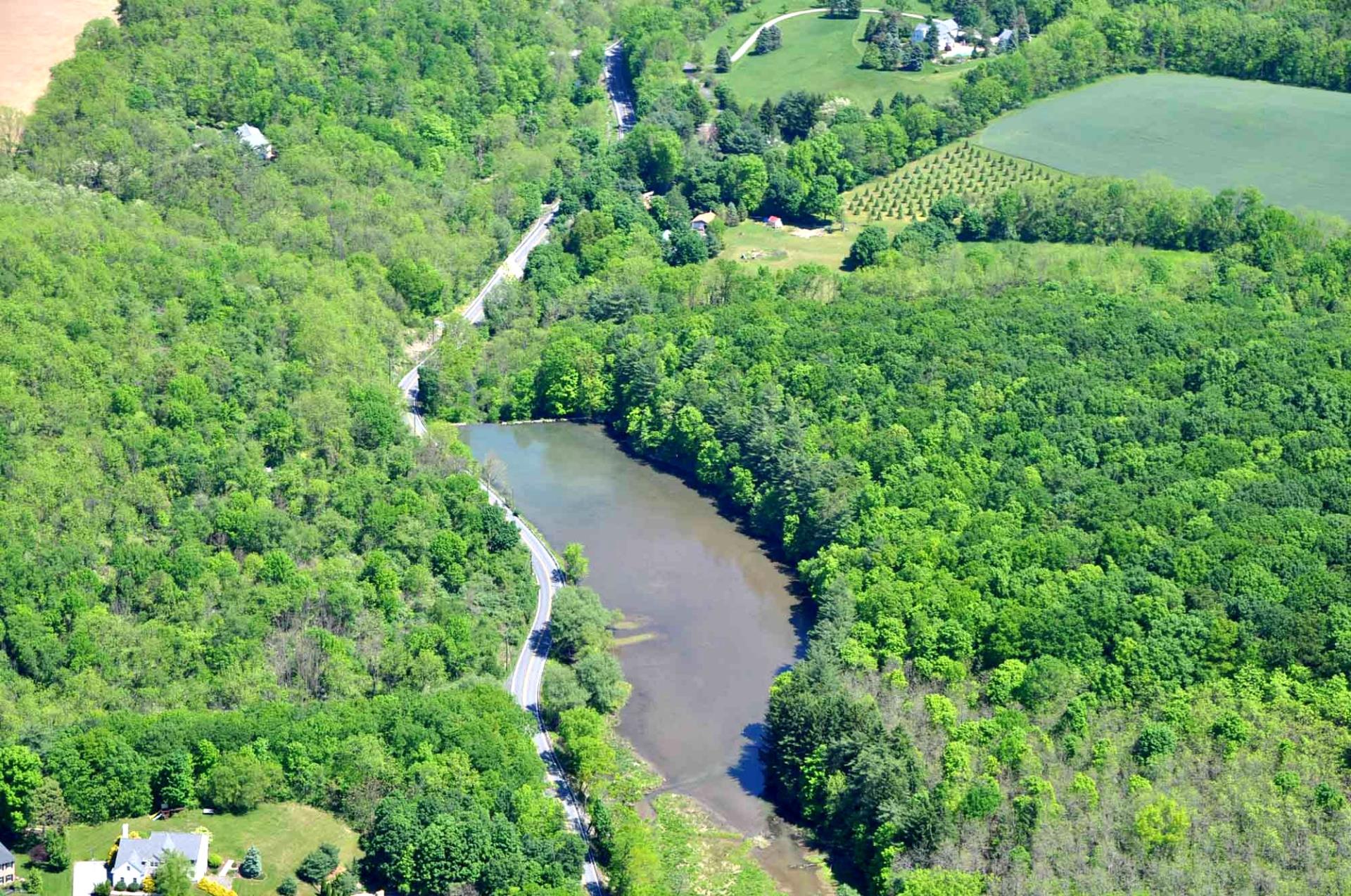 aerial view of preserved land